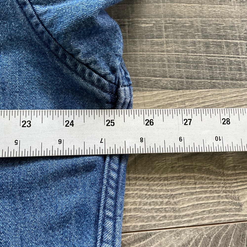 VTG LL Bean Flannel Lined Denim Shirt Shacket Men’s LARGE Blue MADE IN USA - Picture 8 of 13